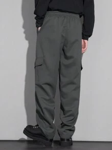 Claim Dot Men's Gray Cargo Parachute Baggy Pants - Dark Grey - View 2