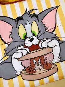 TOM & JERRY X SHEIN Borsa a tracolla riutilizzabile ripiegabile con grafica di cartoni animati e lettere - Multicolore - Visualizzare 3
