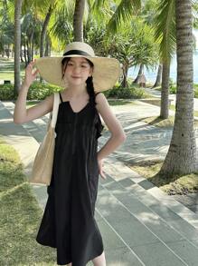 DAZY Tween Girls Sleeveless Woven Spring/Summer Dress, Tween Girl Fall Clothes - Black and White - View 4