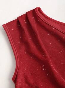 Sweetra Vestido de fiesta de un hombro sin espalda entallado para mujer, vestido mini sexy de un hombro rojo asimétrico y fruncido de lujo