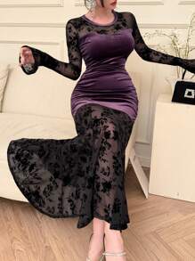 DAZY Spring New Arrival Valentine's Day Waisted Sundress, Muse Sheer Mesh Dress For Women Prom Dress Elegant,Ruffle