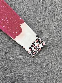 Women's Long Sleeve Casual T-Shirt, Pink & White With Big Heart Design Fall Cloth For Women - Hot Pink - View 4