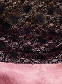 Plus Size Sexy Lace Design Semi-Transparent Faux Silk Lingerie Set - Dusty Pink - View 8