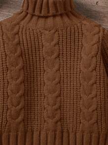 Babyjongen Herfst/Winter Gebreide Trui, Modieuze Turtleneck Trui Nieuw Binnen. Met Een Eenvoudige En Stevige Bruine Toon Die Een Frisse En Schattig Kinderlijke Stijl Presenteert. Gemaakt Van Zacht En Comfortabel Materiaal, Geschikt Voor De Tere Babyhuid, Houdt De Baby Warm En Gezellig. Ideaal Voor Familiebijeenkomsten, Buitenactiviteiten, Ouder-Kind Tijd, en Kerstfeestjes.