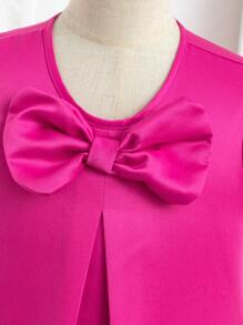 Abito smanicato da ragazza pre-adolescente con decorazione farfalla, abito bianco in stile da principessa con fiori 3D a un pezzo - Bianco - Visualizzare 4