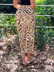 SHEIN SXY Sexy Elegant Versatile Pleated Pattern Skirt - Multicolor - View 2