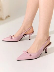 CUCCOO CHICEST 时尚仿珍珠蝴蝶结装饰女式高跟鞋，舒适百搭正式婚礼/派对春季鞋 - 粉色 - 查看 3