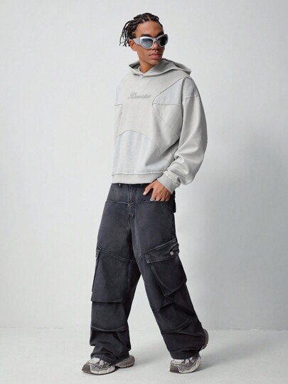 Grunge Punk Jeans cargo droits à jambes larges et décontractés pour hommes