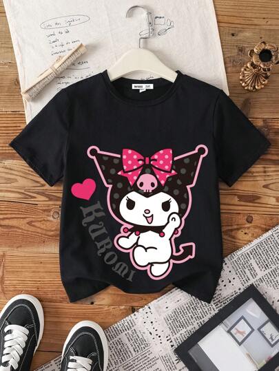 HELLO KITTY AND FRIENDS | SHEIN Tween Girl Cartoon And Letter Print T-Shirt