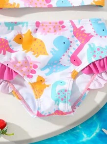 Set de 3 piezas con patrón de cuadros y lazos para bebé niña bebé que incluye traje de playa y adorable sombrero a cuadros - Multicolor - Ver 4