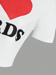 SHEIN LUNE New Style Crew Neck Letter Print Crop Top Tee Shirt For Women - White - View 5