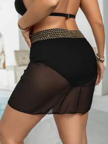 Swim Lushoire Zwart & Goud Lint Splice Mesh Cover-Up Voor Vrouwen Met Een Maatje Meer