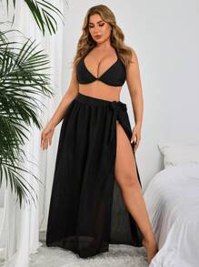 Swim Lushoire Cubrecuerpo informal con moño en talla grande para mujer, para verano y vacaciones en la playa