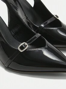 CUCCOO CURVES Scarpin de Salto Alto Bico Fino Versátil e Estiloso, Tamanho Especial - Preto - Visão 6