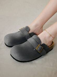 Solecia 女士休闲百搭简约平底一脚蹬鞋 - 灰色 - 查看 2