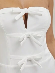 Lumalex Lente Valentijnsdag Zoete Mooie Valentijnsoutfit San Valentin Valentijnsdag Pasen Bruiloft Verloving Volwassenwording Ceremonie Strik Decor Voorkant Open Lage Taille Geplooide Vrouwen Mini Jurk, Voor Afstuderen