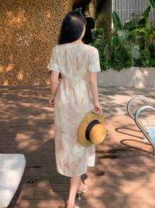 DAZY Elegant Twist Design Dress For Women, New Spring/Summer Collection Sundress,Casual Women Dresses - Beige - View 2