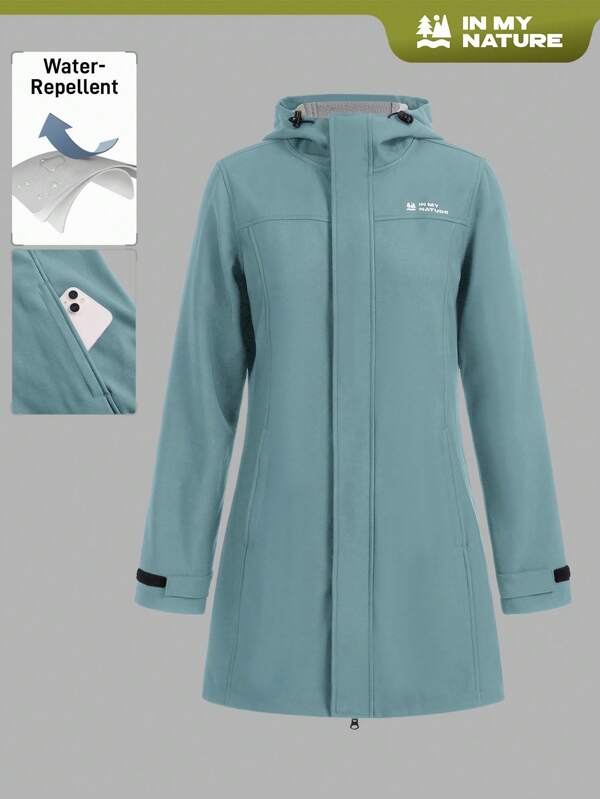 In My Nature Outdoor Wear - Fluorine-Free Water-Repellent Compound Fleece Hooded Windbreaker Jacket For Women, Suitable For Camping, Hiking And Commuting