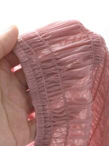 DAZY Women's Solid Color Waist Cinched Off Shoulder Dress,Fall Dress Long Sleeve Dress - Pink - View 8