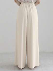 DAZY Pantaloni larghi e morbidi di colore unito ed eleganti per le donne, bianchi, adatti per l'ufficio e il casual, per tutte le stagioni
