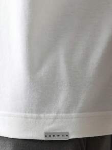 SUMWON 基本款常规版型棉质 T 恤 - 白色 - 查看 5