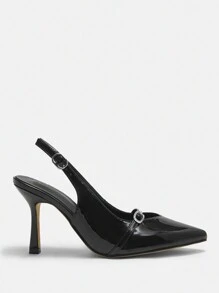 CUCCOO CURVES Scarpin de Salto Alto Bico Fino Versátil e Estiloso, Tamanho Especial - Preto - Visão 3