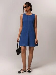 Forever 21 女士休闲无袖露背牛仔连衣裙