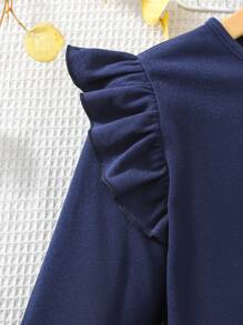 SHEIN 优雅复古女孩连衣裙，荷叶边袖，千鸟格，A 字格子拼接，适合春季、夏季、秋季、冬季、圣诞节、感恩节