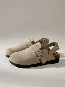 Solecia Plush Vamp Platformed Slip-On Mules, Closed Toe & Backless Design, Women Flats Spring Shoes Spring Break Easter For Christmas - Apricot - View 4