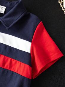 SHEIN Jongens Colorblock Korte Mouw Lichtgewicht Poloshirt, Casual Dagelijkse Kleding Geschikt Voor School, Lente/Zomer