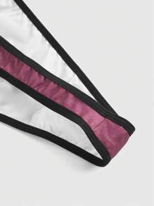 ROMWE Grunge Punk 1pc Plus Size Dark Gothic Punk Lace Thong - Burgundy - View 4