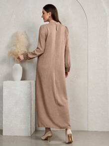 Al Najma 1pc Embroidered Arabic Style Casual Dress, Minimalist And Fashionable For Daily Wear, Boho Maxi Jalabiya Arabian Dresses, For Casual Daily,Modest