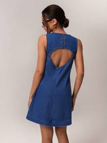 Forever 21 女士休闲无袖露背牛仔连衣裙