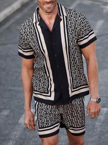 Manfinity Homme Manfinity 男士休闲时尚衬衫，适合日常穿着，男士两件套服装