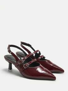 CUCCOO CURVES Sandalias de tacón alto con punta estrecha y ajuste ancho, diseño elegante con tiras y tiras para el tobillo, apropiadas para todas las estaciones, tallas grandes