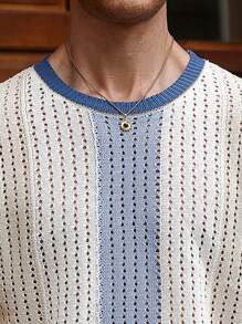 Manfinity CityGents Men's Knitted Short Sleeve Sweater, Simple Fashion Casual Everyday - Multicolor - View 2