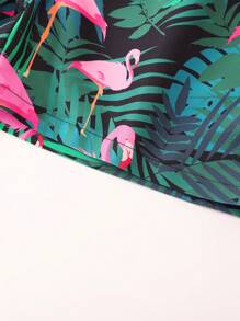 Surfspeed Men's Tropical Plant Print Drawstring Waist Beach Shorts - Green - View 6