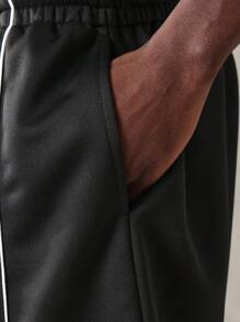 SUMWON Zestaw męski Premium Oversized, spodenki z obniżonym krokiem, styl uliczny, detale z lamówką, odzież wypoczynkowa, sport, moda miejska, dwuczęściowy zestaw, styl grubych trampek, letni zestaw casualowy
