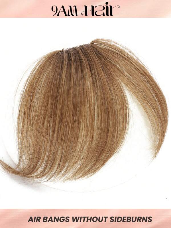Virgin human hair topper Light brown Top Hairpiece air bangs straight bangs for women