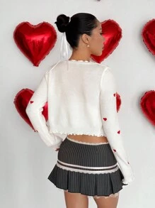 Flirla Heart Embroidered Cardigan