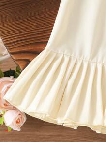 Souflis Souflis Baby Girl Cute Peter Pan Collar Sleeveless Princess Dress, Summer Dress - Apricot - View 3