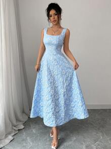 Elenzga Nuevo vestido largo elegante y sofisticado, con estampado floral tejido, tirantes anchos y ajustado, para ocasiones casuales y de vacaciones, favorecedora para mujeres adultas jóvenes