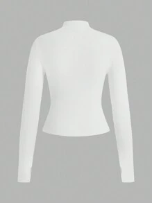 SHEIN EZwear 秋冬纯色立领修身夹克两件套 - 彩色 - 查看 4