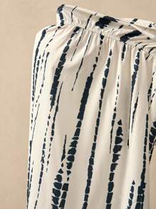 SHEIN Boho Pregnant Women's Tie-Dye Spaghetti Strap Dress With Waist Belt And Side Slit, Skin-Friendly Summer Maternity Dress