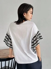 FRIFUL Camiseta de mujer de manga corta, de moda simple y casual, para uso diario