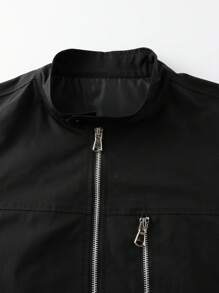 Manfinity Homme Chaqueta y ropa de abrigo casual minimalista de unicolor con bolsillo con cremallera frontal para hombres