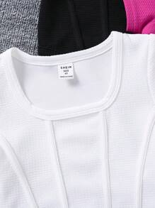 SHEIN 1+2 套装 女童休闲时尚可爱 T 恤、日常穿着 - 彩色 - 查看 5