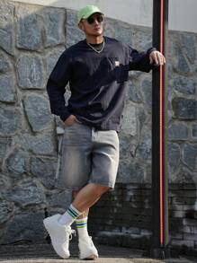 DAZY Men's Solid Blue Summer Denim Shorts - Blue - View 3