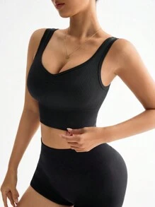 SHEIN Sport Studio Seamless Solid Color Sports Vest, Minimalist & Fashionable For Casual Everyday Wear