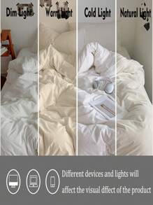 3 件套象牙色床上用品套装，柔软羽绒被套和 2 个枕套，可洗，无填充物，适用于宿舍或卧室